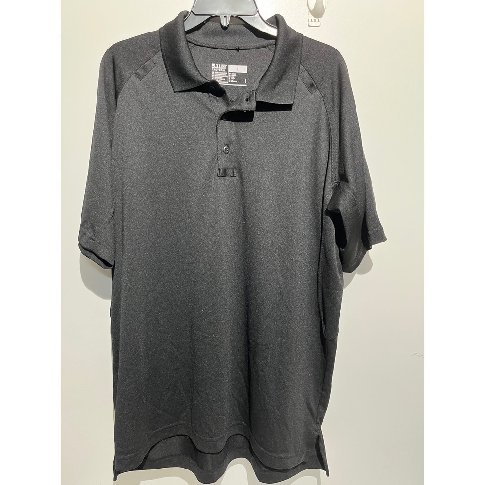 5.11 Tactical Performance Polo Mens Large Black Short Sleeve Moisture Wicking